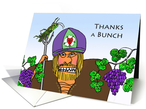 Thanks a Bunch, St. Urho's Day, Dead Grasshopper and Grapes card