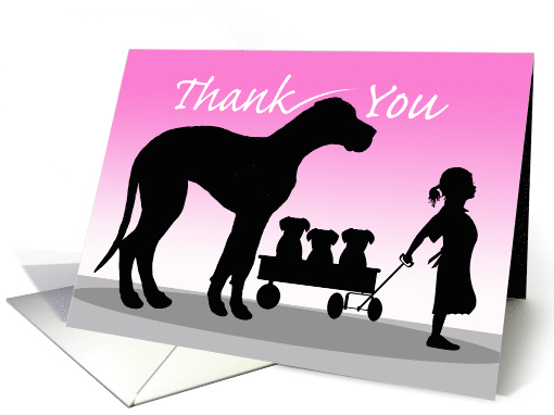 Thank You, Help with Litter Whelping, Great Dane Mom and Pups card