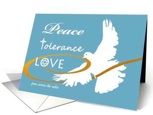 Passover from Across the Miles with Dove and Golden Ribbon card