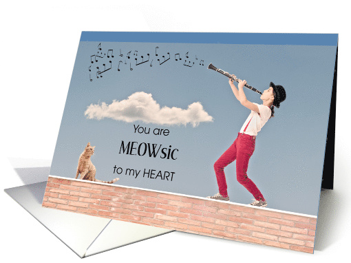 Thank You, Meowsic to my Heart, Cat and Clarinet card (1528894)