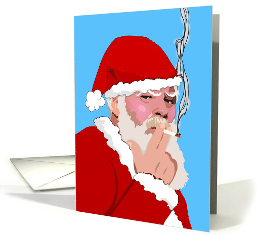 Holy Smoke, Funny Christmas, Santa Claus Smoking card (1529416)