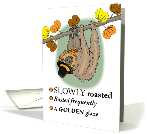 Thanksgiving Sloth with Pilgrim Hat and Happy Slothsgiving card