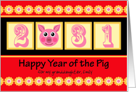 Custom Chinese New Year of the Pig for Granddaughter card