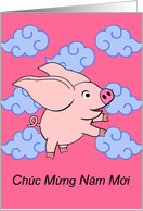 Chuc Mung Nam Moi Vietnamese New Year Tet with Flying Pig card