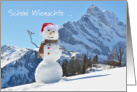 Christmas in Swiss German with Snowman in the Alps Wienachte card