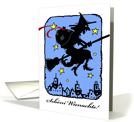 Christmas in Swiss German with Befana the Christmas Witch Flying card
