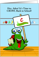 For Aden Back to School Custom Front with Excited Caterpillar card