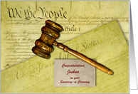 Joshua or Any Name Swearing In Ceremony Congratulations with Gavel card