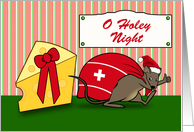 O Holey Night Swissmas with Cute Santa Mouse and Gift Sack card