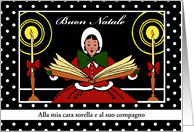 Christmas for Sister and Partner Written in Italian with Custom Front card