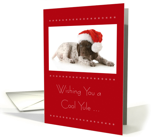 Christmas with German Shorthaired Pointer Puppy in Santa Hat card