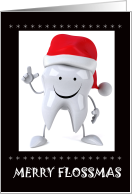 Christmas for Dental Hygienist Merry Flossmas with Tooth in Santa Hat card
