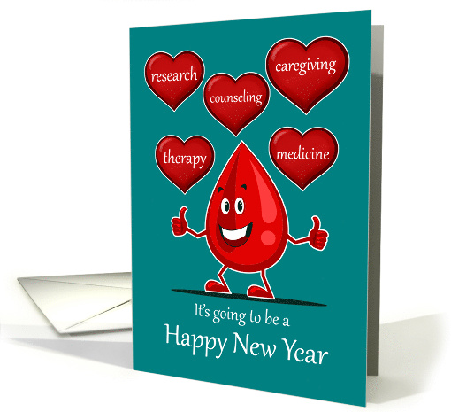 New Year's Hemophilia Healthcare Workers Happy Blood Drop card