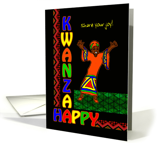 Kwanzaa Custom Front with Dancing Woman Sharing Her Joy card (1551890)