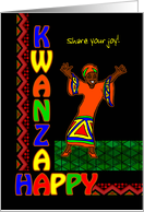 Kwanzaa Custom Front with Dancing Woman Sharing Her Joy card