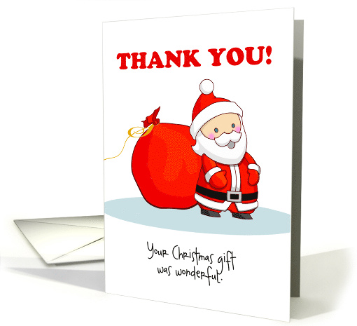 Custom Front Thank You for Christmas Gift with Cute Santa card