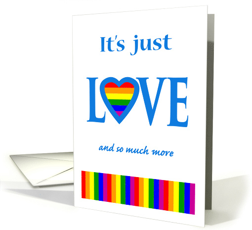 Lesbian Mother's Day It's Just Love LGBTQ Rainbow Heart card (1558230)