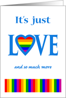 Lesbian Mother’s Day It’s Just Love LGBTQ Rainbow Heart card