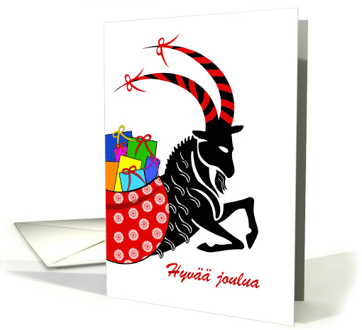 Custom Front Finnish Christmas with Yule Goat Joulupukki card