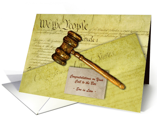 For Son in Law Call to the Bar Custom Front with Wooden Gavel card