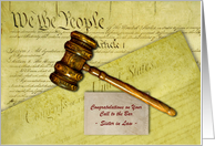 For Sister in Law Call to the Bar Custom Front with Wooden Gavel card