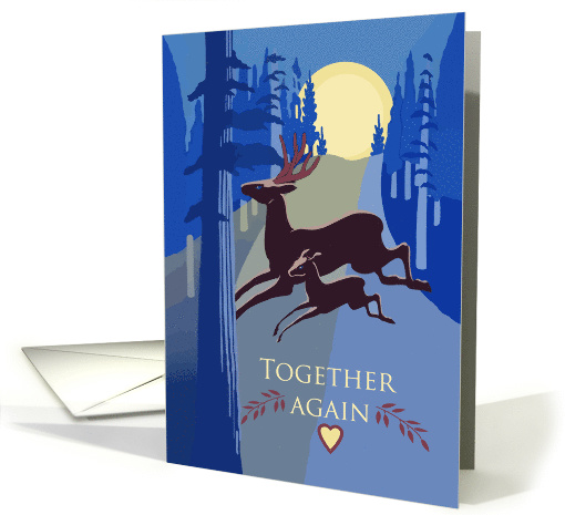 Congratulations on Reunion with Birth Dad, Deer in Woods card