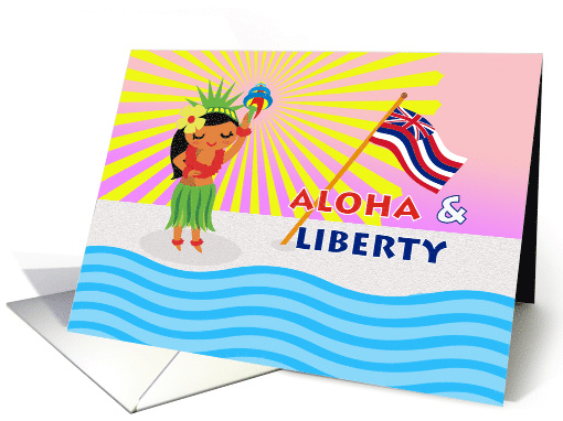 Hawaiian Independence Day, Hula Dancer with Torch card (1565568)