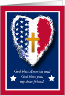 Memorial Day for a Friend with Patriotic and Christian Theme card