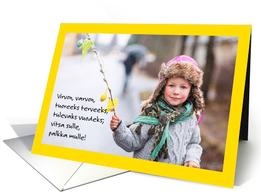 Palm Sunday in Finnish, Decorated Willow Branch card (1569078)