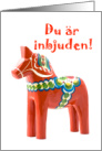You’re Invited Invitation in Swedish with Red Dala Horse card