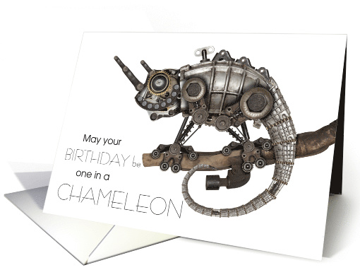 Steampunk Birthday, One in a Chameleon Pun card (1571340)