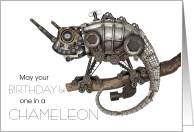 Steampunk Birthday, One in a Chameleon Pun card