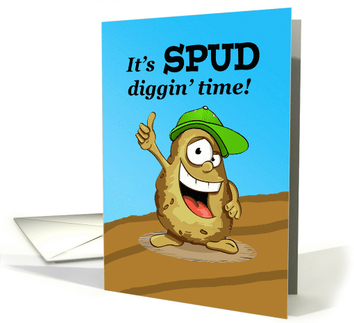 Potato Harvest Spud Diggin' Time with Cute Potato Thumbs Up card