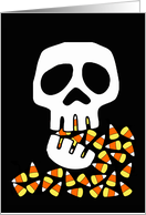 Funny Halloween with Skull Eating Candy Corn card
