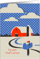 Christmas for Mail Carrier, Red Barn, Mailbox in Snow card