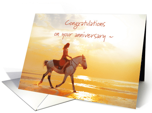 Congratulations on 25th Work Anniversary, Horse on Beach card