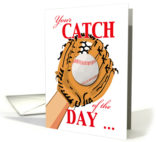 Congratulations on Catch of the Day with Baseball Theme card (1619454)