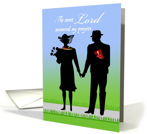 Husband Anniversary with African American Couple at Church Time card