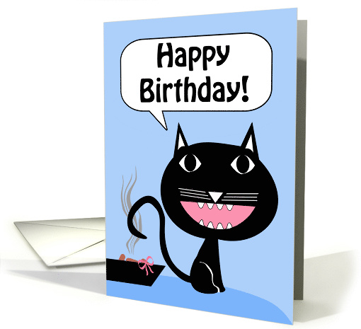 Funny Birthday from the Cat with Gift in Litter Box card (1638656)