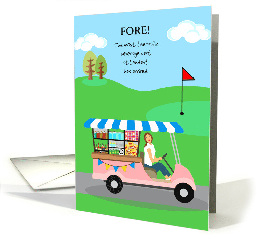 Congratulations on New Job as Golf Course Beverage Cart Attendant card