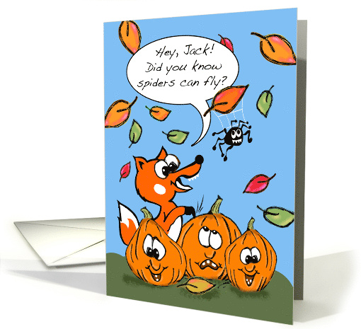 Cute Halloween for Kids with Fox and Spider with Parachute card