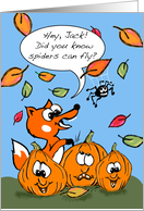 Cute Halloween for Kids with Fox and Spider with Parachute card