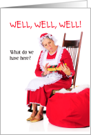 Christmas for Female Mechanics with Mrs. Claus Inspecting Toy card