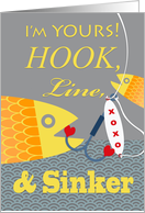 Valentine’s Day Hook Line and Sinker Fishing with Yellow and Gray card