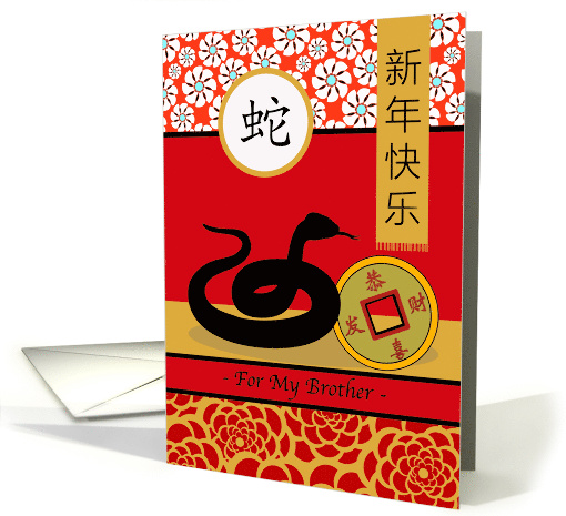 Chinese New Year of the Snake for Brother with Good Luck Coin card
