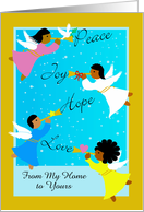 Custom Front Christmas Multicultural Angels from My Home to Yours card