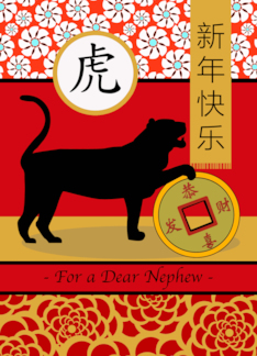 Chinese New Year of the Tiger for Nephew with Lucky Coin
