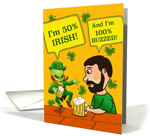 For Friend Funny St Patrick's Day with Dancing Alien Leprechaun card