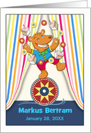 Custom Birthday for Kids Circus Bear Acrobat Juggling Cake and Balls card