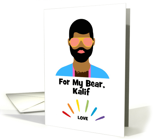 Missing Your Bear Hugs with Tanned Gay Male Bear in Cool Shades card